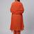 Women orange cotton printed kurta pant dupatta set with hand work and embroidered lace
