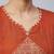 Women orange cotton printed kurta pant dupatta set with hand work and embroidered lace