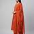 Women orange cotton printed kurta pant dupatta set with hand work and embroidered lace