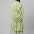 Women light green cotton printed kurta pant dupatta set with hand work and embroidered lace