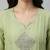 Women light green cotton printed kurta pant dupatta set with hand work and embroidered lace