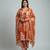 Women orange cotton printed kurta pant dupatta set