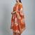 Women orange cotton printed kurta pant dupatta set