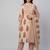 Women beige cotton printed kurta pant dupatta set