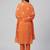 Women orange cotton printed kurta pant dupatta set with hand work and embroidered