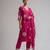 Women pink cotton printed kurta pant dupatta set with hand work and embroidered