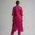 Women pink cotton printed kurta pant dupatta set with hand work and embroidered