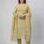 Women light green cotton printed kurta pant dupatta set with hand work and embroidered