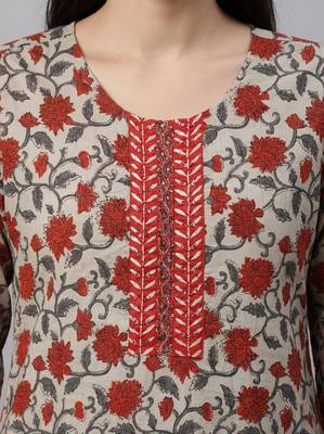 Women light maroon cotton printed kurta pant dupatta set with hand work 3