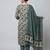 Women green cotton printed kurta pant dupatta set with hand work