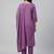 Women purple cotton printed kurta pant dupatta set with hand work and embroidered lace