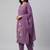 Women purple cotton printed kurta pant dupatta set with hand work and embroidered lace