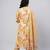Women yellow cotton printed kurta pant dupatta set with hand work and embroidered lace