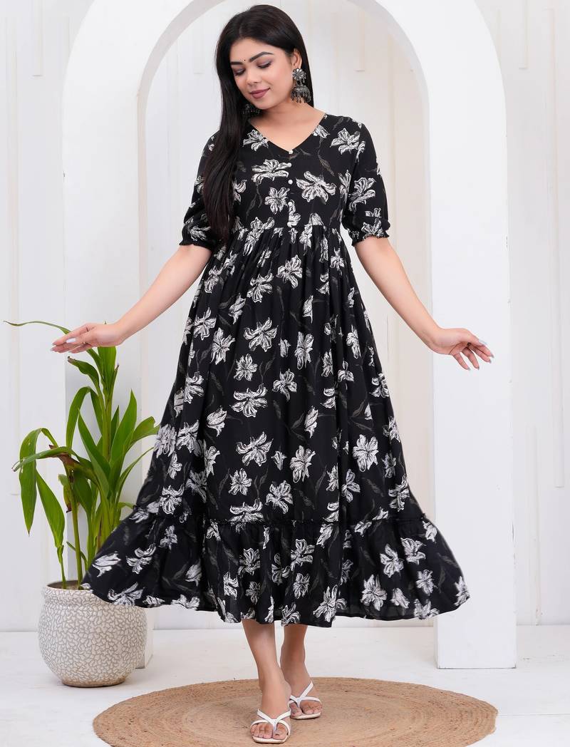 Anarkali rayon printed gown for women and girls