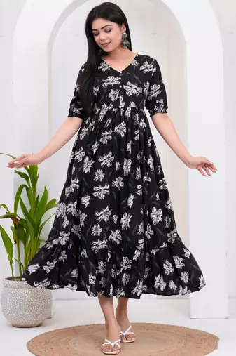 Anarkali rayon printed gown for women and girls