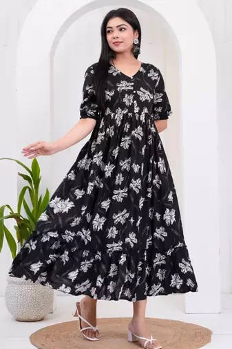Anarkali rayon printed gown for women and girls