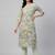 Women green cotton printed kurta pant set with gota work and lace