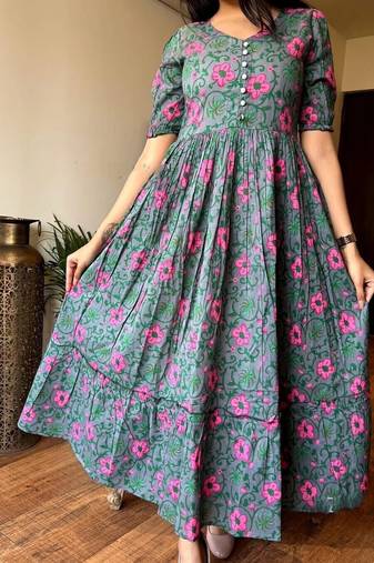 Anarkali rayon printed gown for women and girls