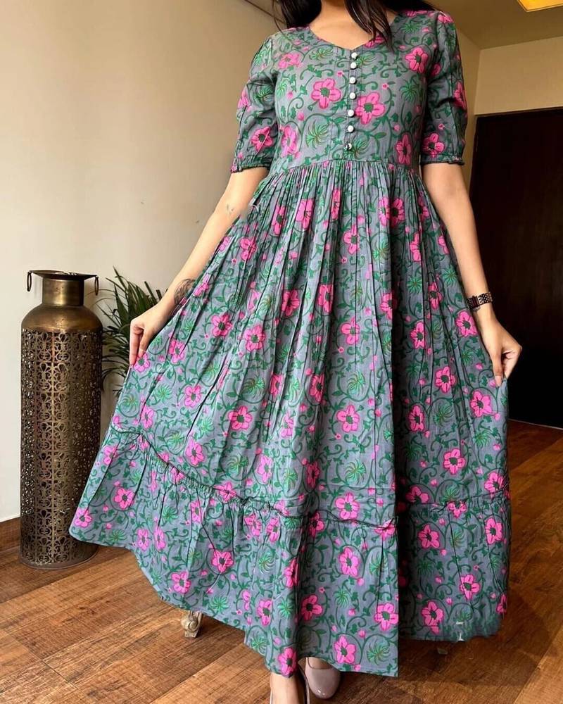 Anarkali rayon printed gown for women and girls