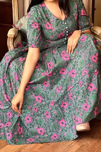 Anarkali rayon printed gown for women and girls
