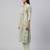Women green cotton printed kurta pant set with gota work and lace