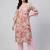 Women pink cotton printed kurta pant set with gota work and lace