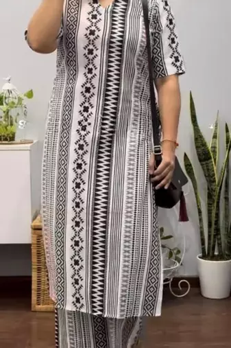 Straight rayon printed kurta with pant for women and girls