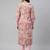 Women pink cotton printed kurta pant set with gota work and lace