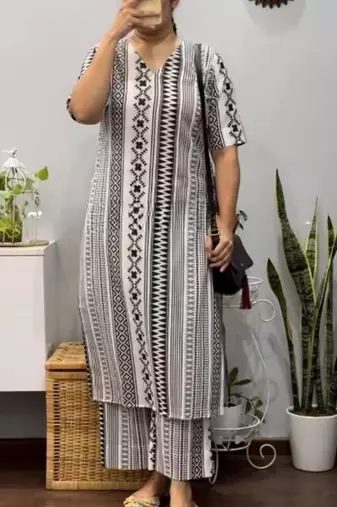 Straight rayon printed kurta with pant for women and girls