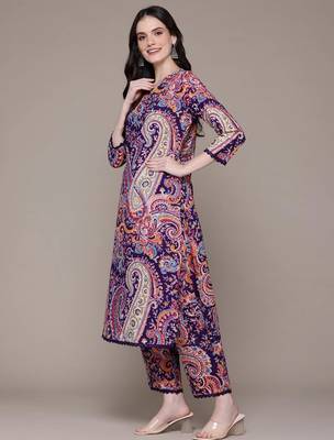 Straight rayon printed kurta with pant for women and girls 1