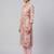 Women pink cotton printed kurta pant set with gota work and lace
