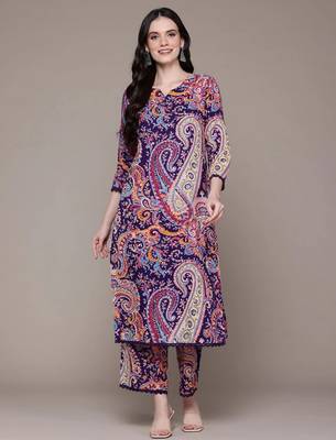 Straight rayon printed kurta with pant for women and girls 2