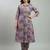 Women purple cotton printed a line kurta pant set