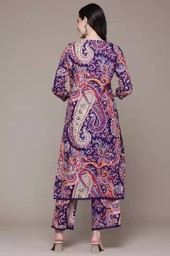 Straight rayon printed kurta with pant for women and girls
