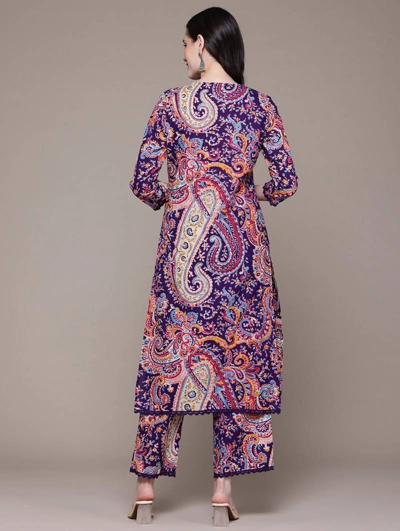 Straight rayon printed kurta with pant for women and girls