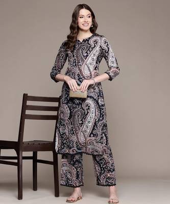 Straight rayon printed kurta with pant for women and girls 1