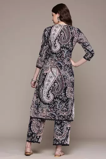 Straight rayon printed kurta with pant for women and girls