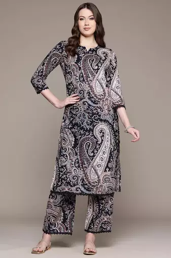 Straight rayon printed kurta with pant for women and girls