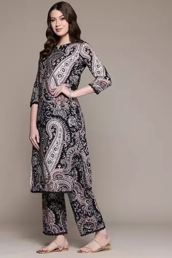Straight rayon printed kurta with pant for women and girls