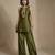 Olive green embroidered raw silk co ord set