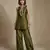 Olive green embroidered raw silk co ord set