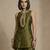 Olive green embroidered raw silk co ord set