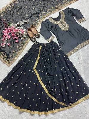 Heavy Malay Silk Sequence Work Black Lehenga Suit 3