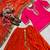 Heavy Malay Silk Sequence Work Pink With Orange Lehenga Suit