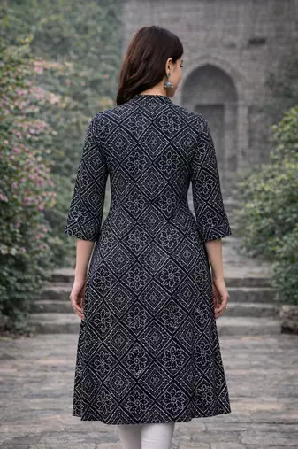 A-line rayon printed kurta for women and girs