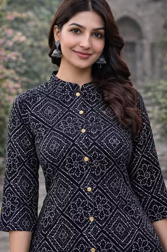 A-line rayon printed kurta for women and girs