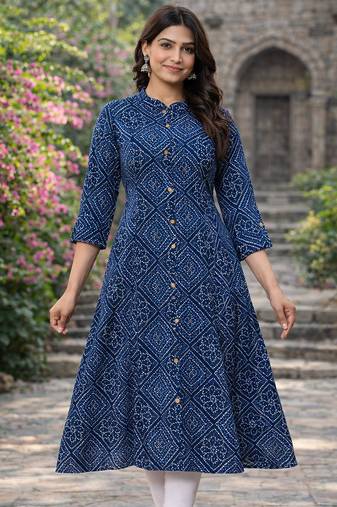 A-line rayon printed kurta for women and girs