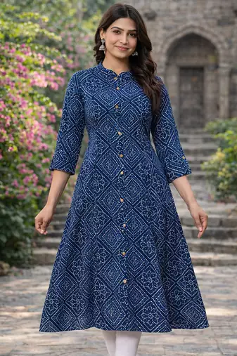 A-line rayon printed kurta for women and girs