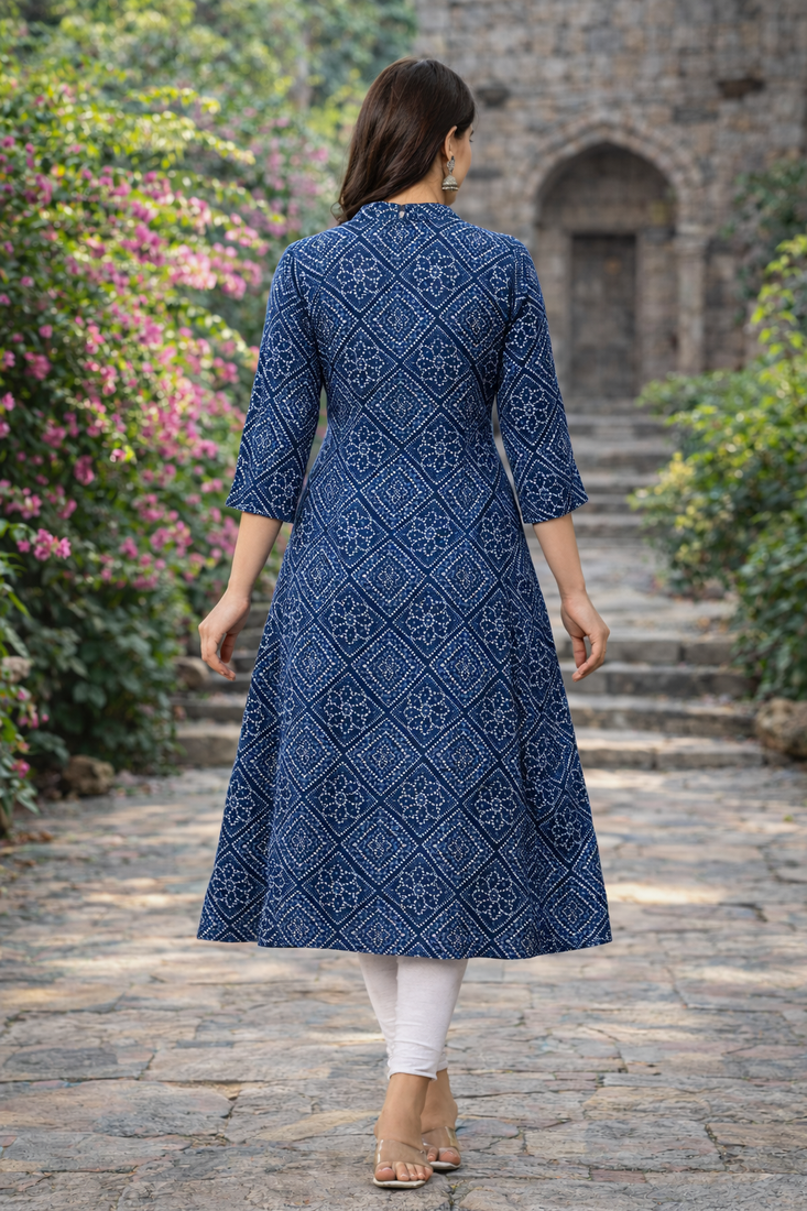 A-line rayon printed kurta for women and girs