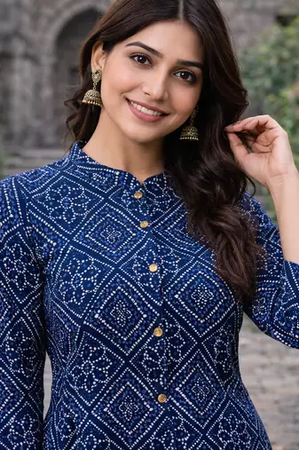 A-line rayon printed kurta for women and girs